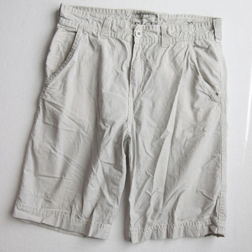 BKE Breckenridge Men's Size 33 Flat Front Tan and White Striped Shorts